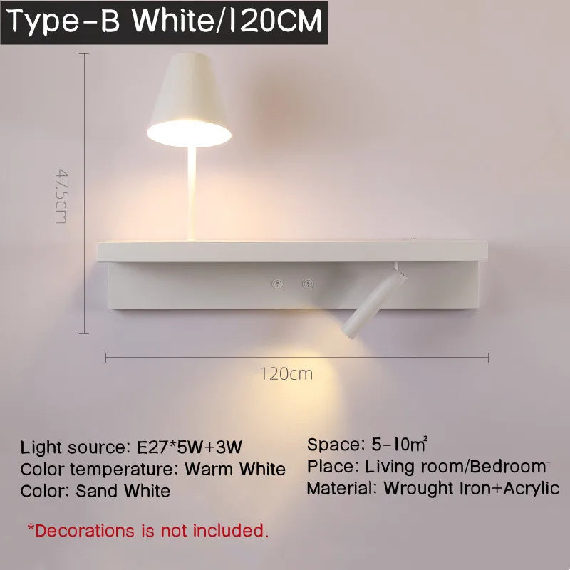 Applique murale de chevet avec étagère 3W - vue 12 sur 14