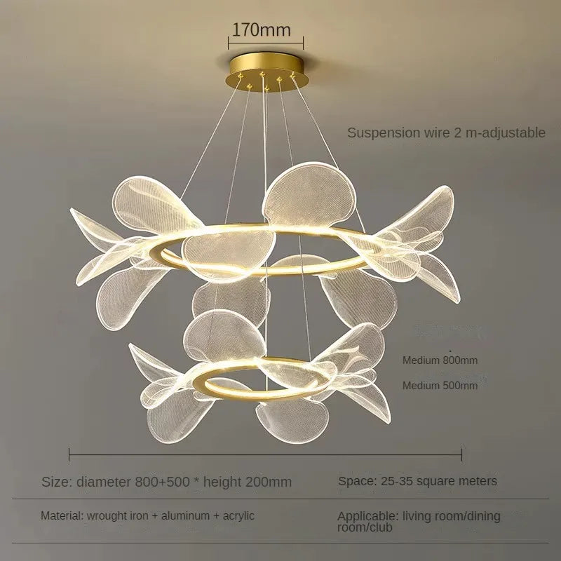 lustre en acrylique minimaliste design créatif à pétales - vue 8 sur 10