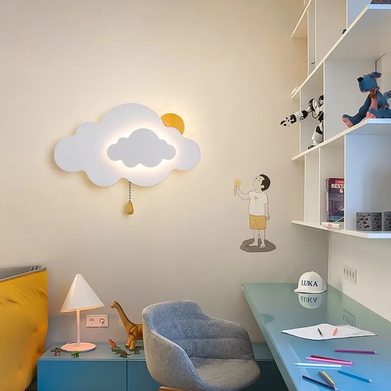 Applique murale de chevet murale en forme de nuage pour enfants minimaliste moderne