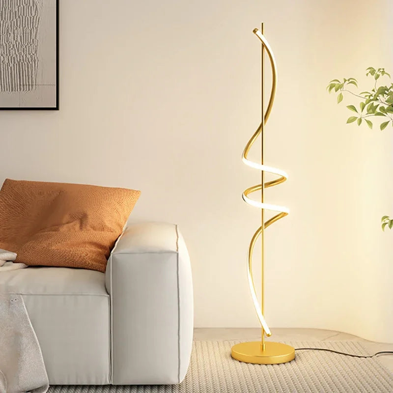 Lampadaire LED spiralé minimaliste