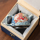 Théière chinoise porcelaine décor sous couverte infuseur