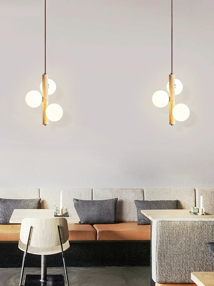 Style crème suspension LED lampe chambre chevet lustre bulle boule magique haricot perle rétro Restaurant longs luminaires