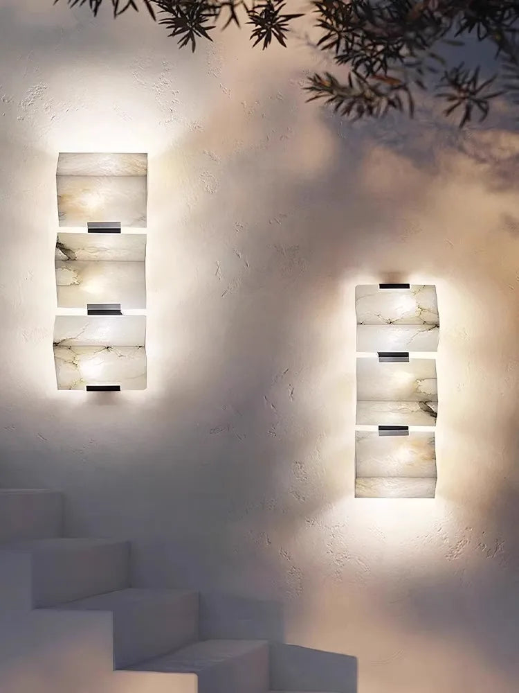 applique murale art deco marbre cube étanche pour intérieur et extérieur
