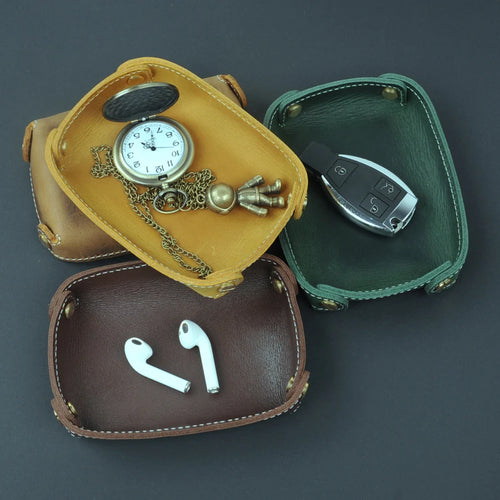 plateau de rangement en cuir véritable pour divers objets - vue 2 sur 13