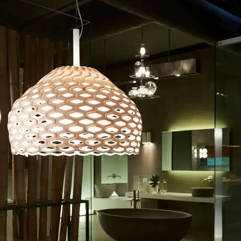 Italy Design Pendan Lamp Hollow out Suspension Ceiling Light Hanging for Living Dining Room Kitchen Island - vue 5 sur 8