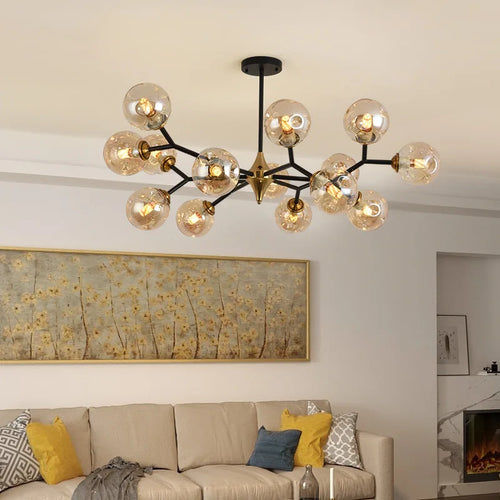 lustre nordique led en verre suspendu pour décoration intérieure