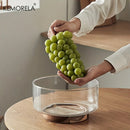 Bol fruits verre base bois design moderne salon