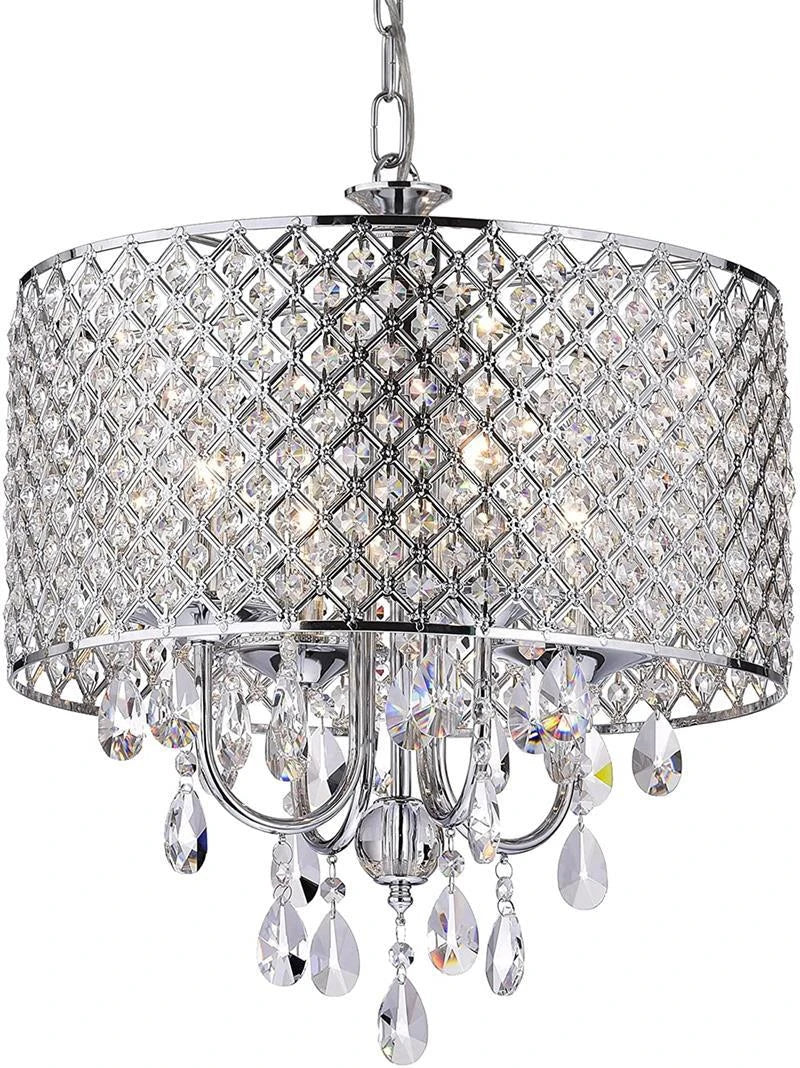 lustre vintage en fer et cristal style américain pour décoration intérieure