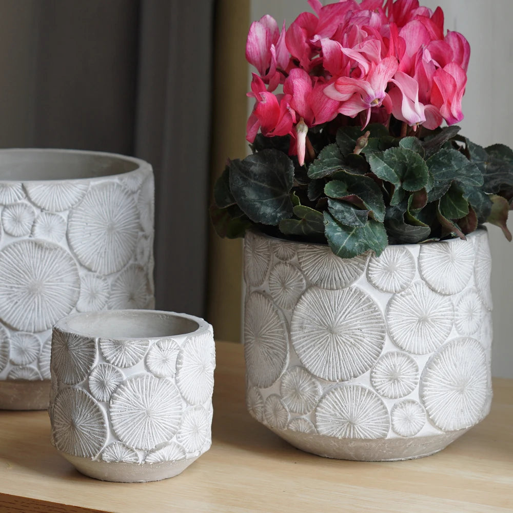 moule silicone pot fleurs béton motif vintage grand format