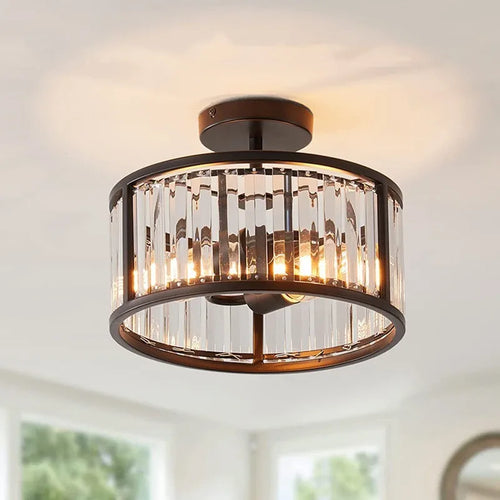 lustre vintage rond pour intérieur style loft moderne - vue 2 sur 9