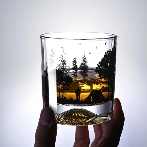 Verre à vin montagne enneigée relief rocher 300ml