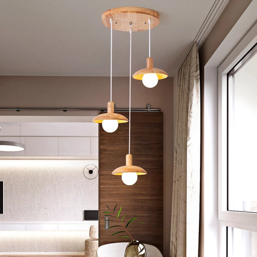 lustre led rondins frais style nordique créatif bois art - vue 2 sur 10