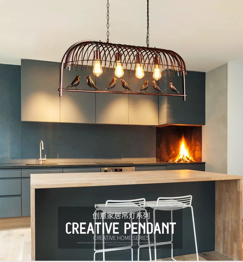 lustre industriel rétro oiseau créatif en fer pour loft restaurant bar