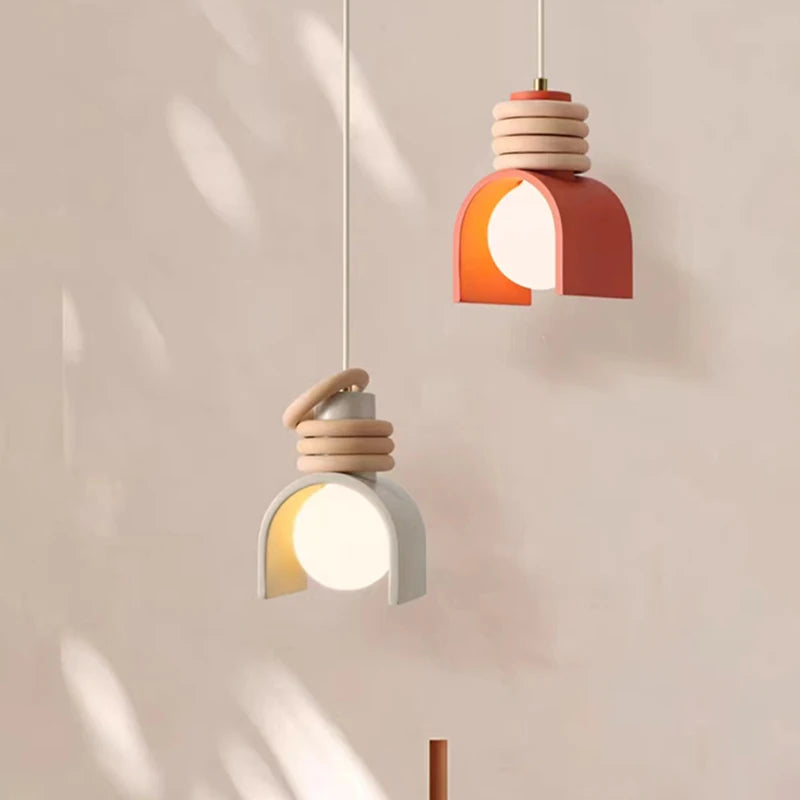 lustre led en résine 	 style avec cordon réglable