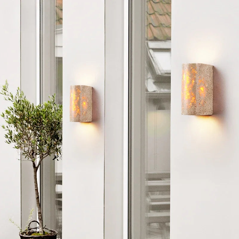 applique murale led en pierre pour décoration extérieure et ambiance chaleureuse - vue 3 sur 7