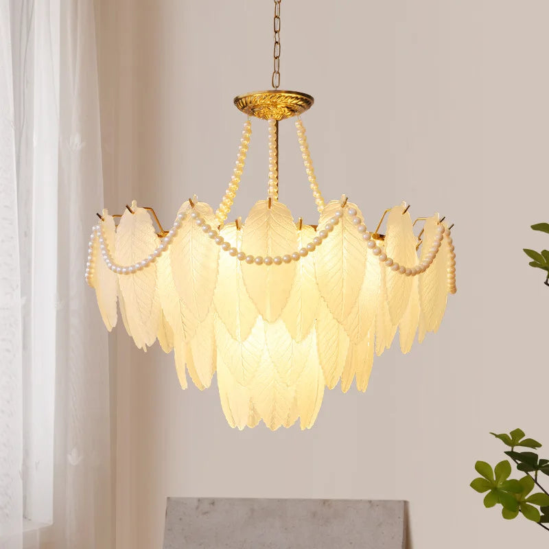Modern luxury LED leaf dining room chandeliers Creative living room lights Bedroom, kitchen island decorative lighting fixtures - vue 5 sur 11