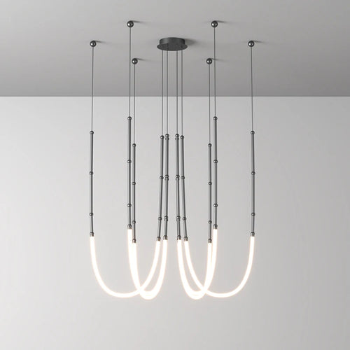 lustre linéaire à led design en acier inoxydable minimaliste - vue 6 sur 16