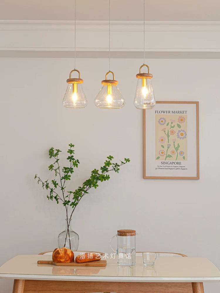 suspension abat-jour en verre transparent style art déco pour éclairage intérieur - vue 5 sur 11