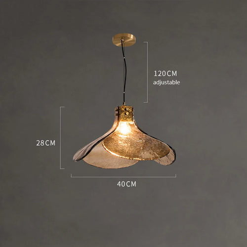 lustre rétro en verre led en forme de pétale pour loft - vue 5 sur 8