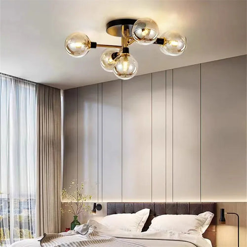 Plafonnier en verre nordique G9 LED lumière industrielle en métal pour chambre salon salle à manger étude maison intérieur loft lumière