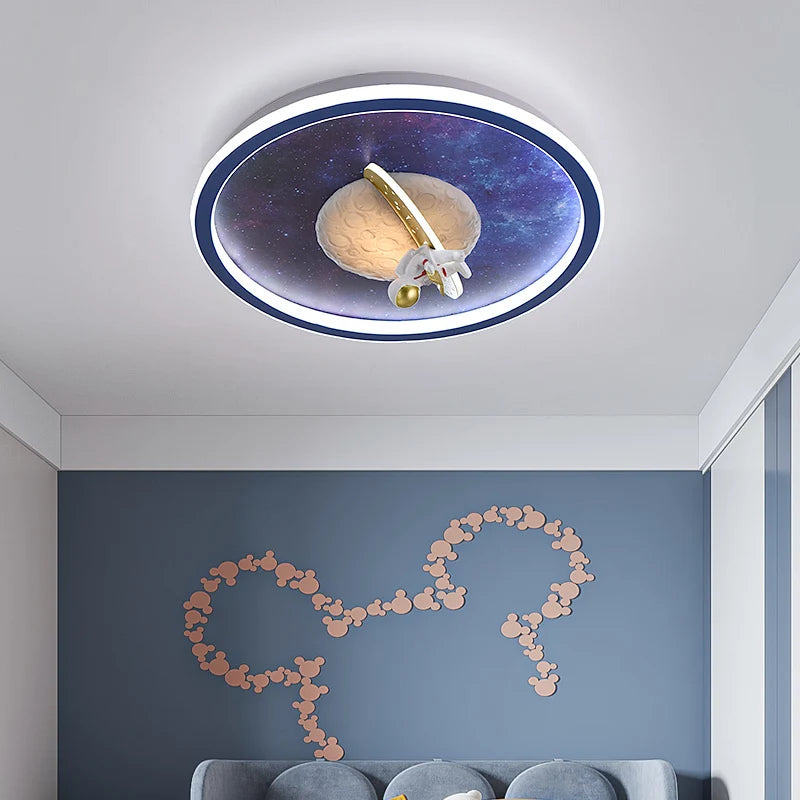 plafonnier led moderne pour chambre d'enfant astronaute décoratif - vue 3 sur 8