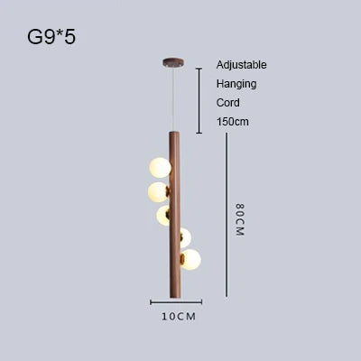 lustre en bois de noyer et verre design moderne pour intérieur élégant - vue 8 sur 13