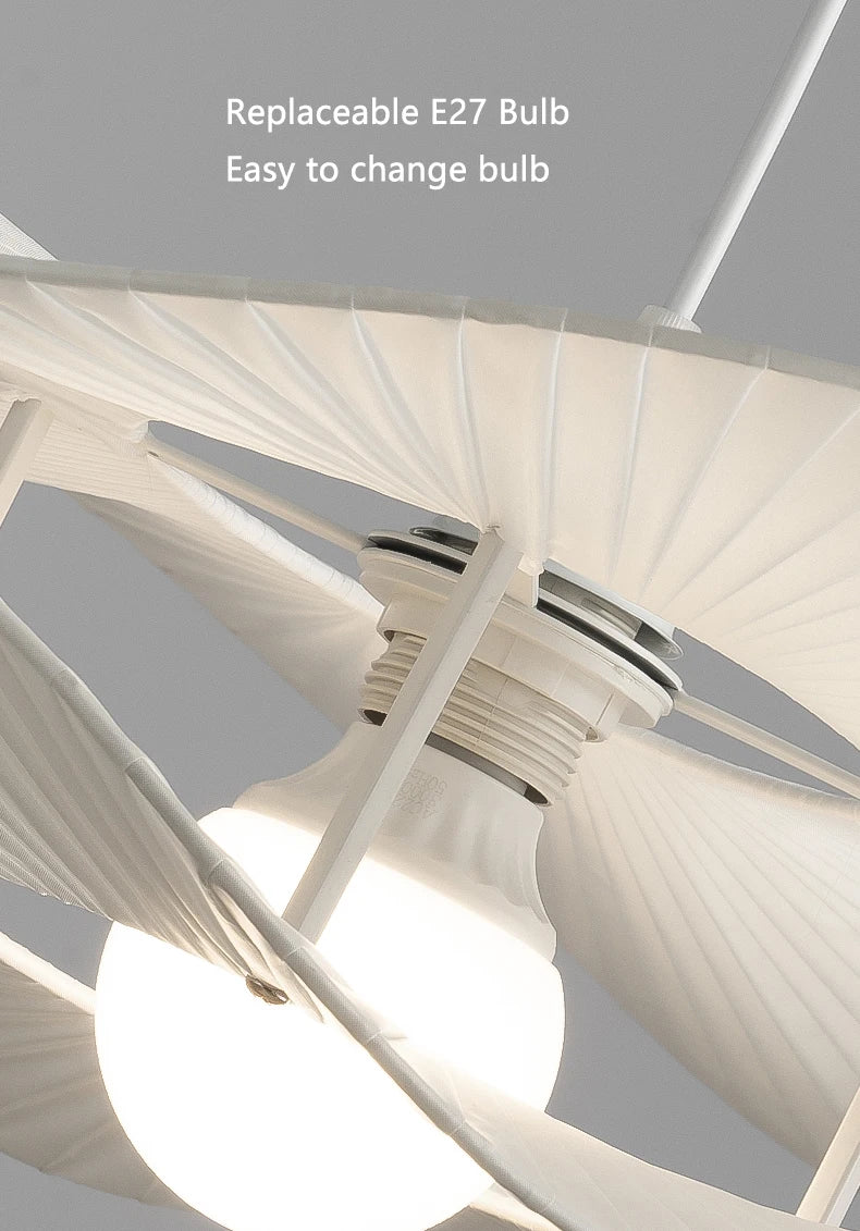 lustre nordique à chapeau en tissu led d'intérieur - vue 6 sur 7