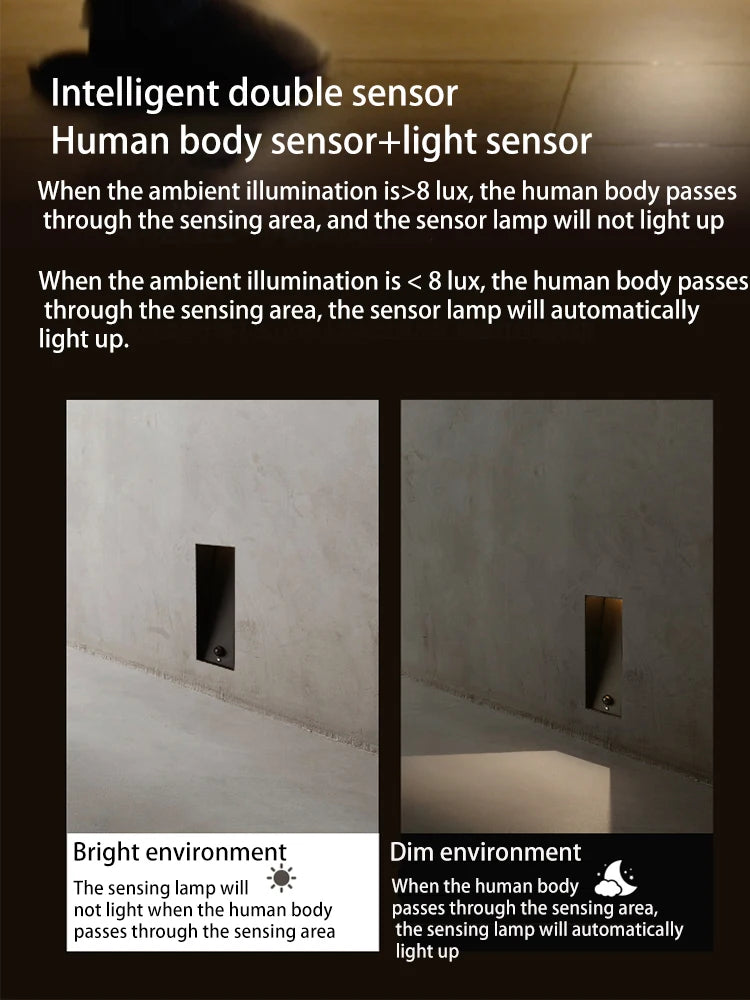 led capteur de pied lampe d'escalier en aluminium lumière souterraine - vue 4 sur 13