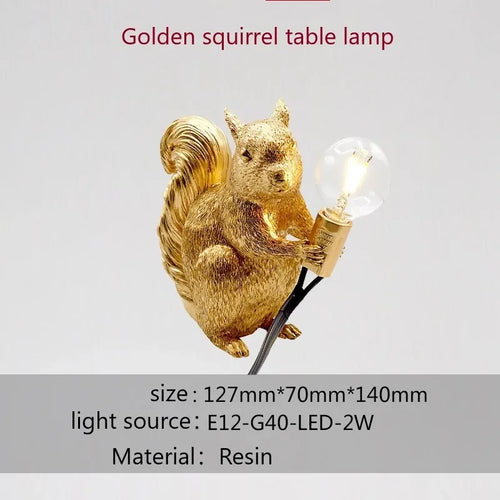 lampes de table écureuils en résine pour décoration et cadeau - vue 7 sur 8