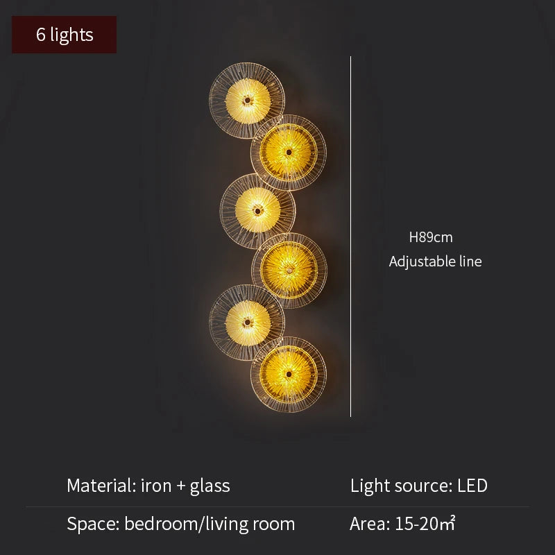applique murale ronde moderne en cristal avec appliques led - vue 11 sur 11