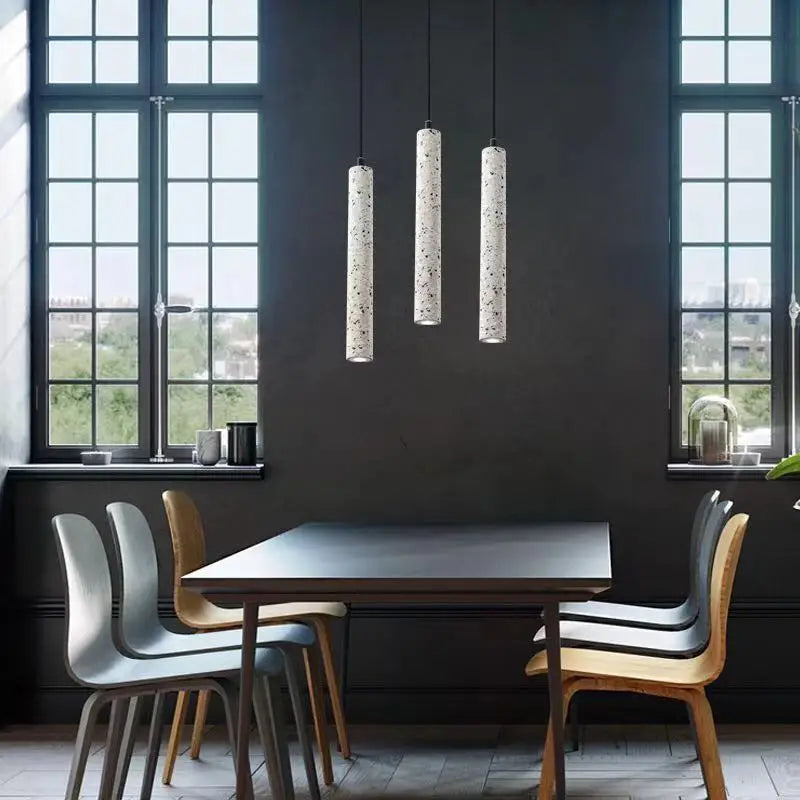 Suspension LED nordique industriel géomantique Terrazzo créatif Restaurant Bar café longue ciment