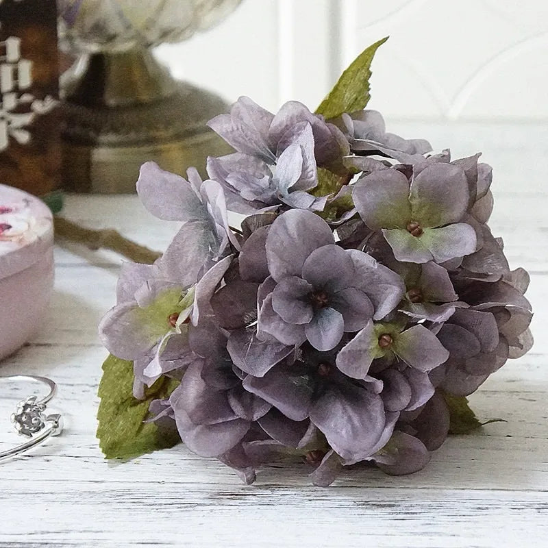 bouquet d'hortensias en soie pour décoration intérieure et mariage - vue 7 sur 14