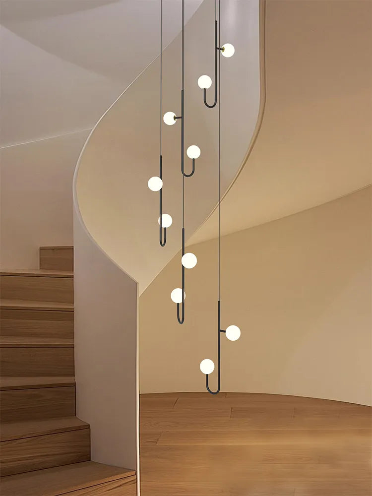 Suspension LED escalier colimaçon plafond lustre moderne luxe