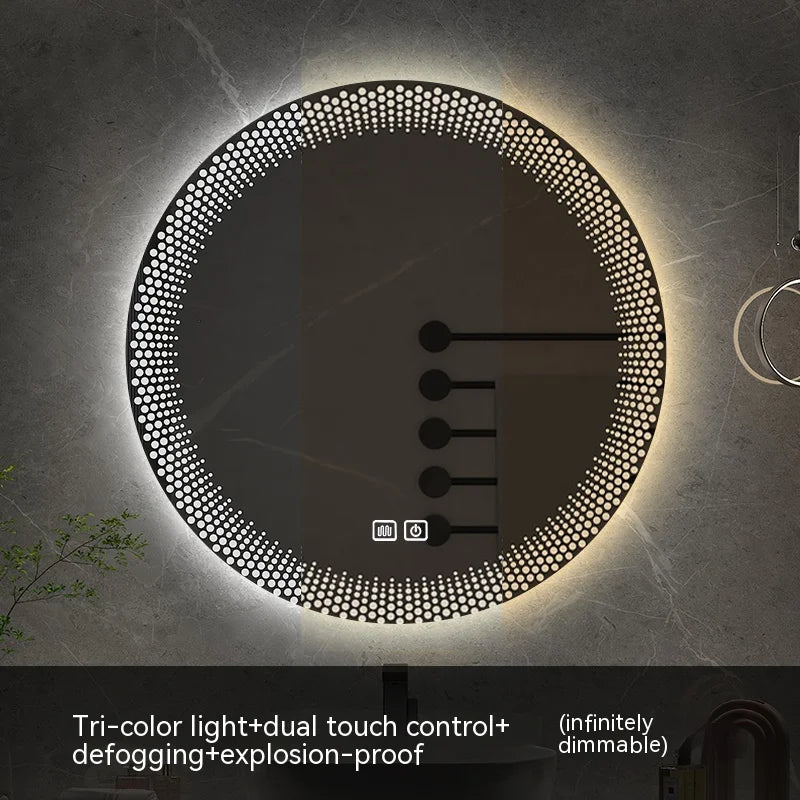 miroir rond à led avec rétroéclairage réglable et antibuée intelligent - vue 16 sur 25