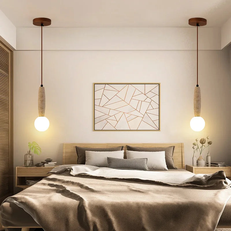 lustre led vintage avec suspension en pierre naturelle - vue 4 sur 6