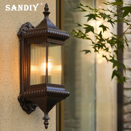 SANDIY Vintage applique extérieure rétro porche lampe Europe Villa applique étanche extérieur jardin cour Luminaire café E26/E27 - vue 2 sur 8