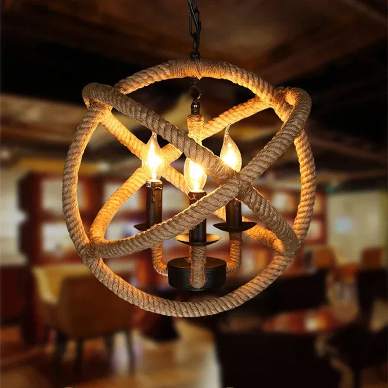 Lustre et Suspension rustique industrielle avec cordage