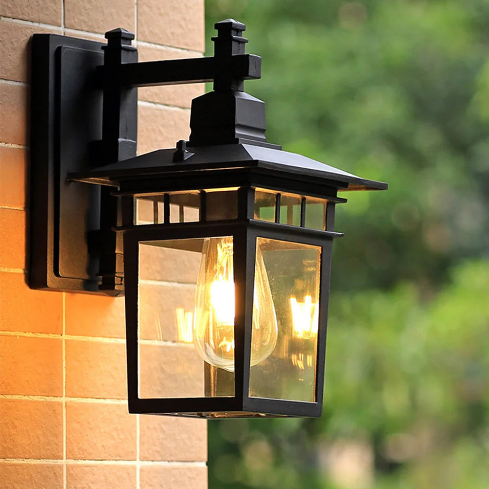 Style européen rétro applique murale extérieure lampe étanche décoration de jardin extérieur Vintage porche lampe noir