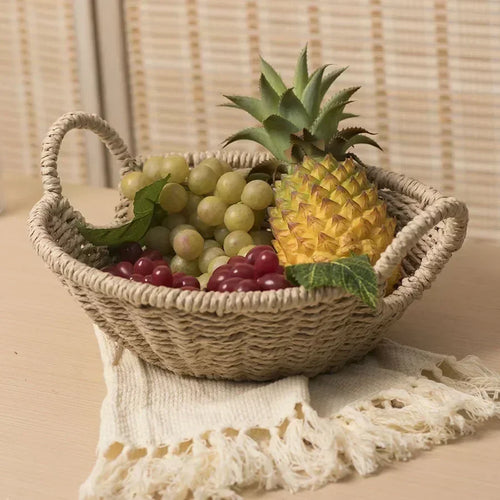 panier de rangement écologique en corde de papier et rotin - vue 3 sur 6