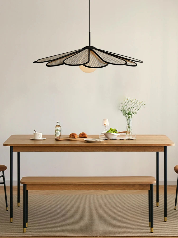 lustre créatif en rotin style japonais moderne pour intérieur élégant - vue 4 sur 8