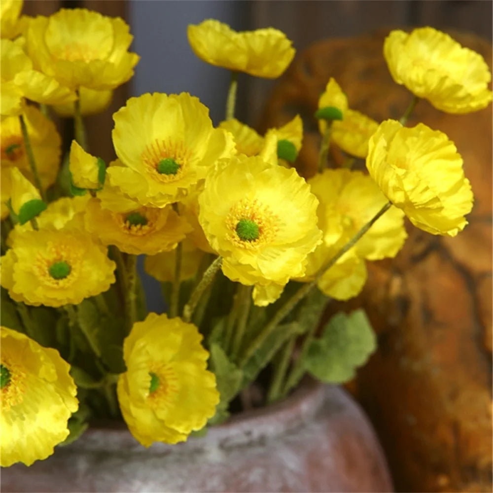 fleurs artificielles coquelicots en soie pour décorations et bouquets - vue 4 sur 12