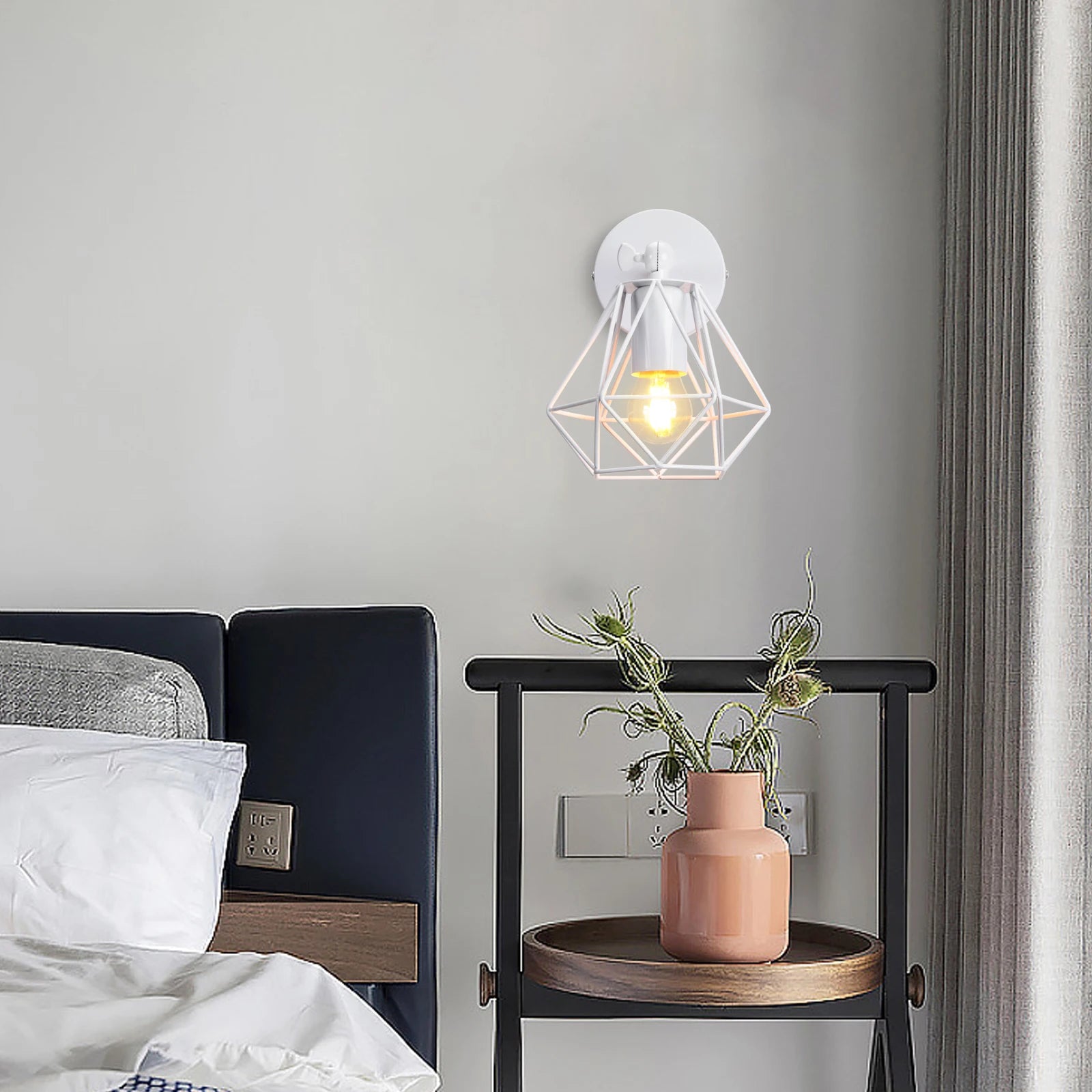 applique murale loft industriel led vintage cage abat-jour - vue 4 sur 10
