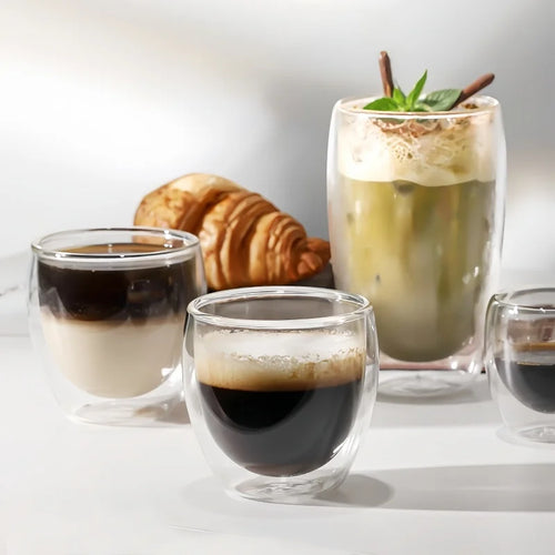 Verre double paroi isolant strié pour café whisky