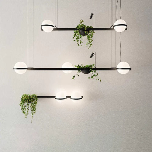 lustre moderne nordique avec pot de fleur led suspendu - vue 3 sur 18