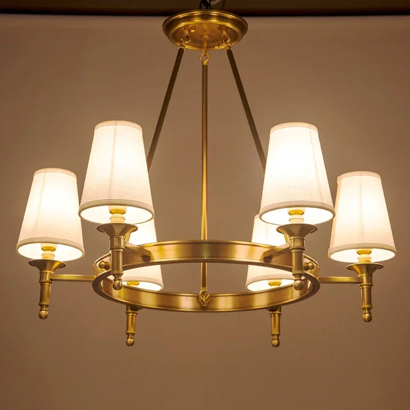 Lustre rond en cuivre complet pour chambre à coucher