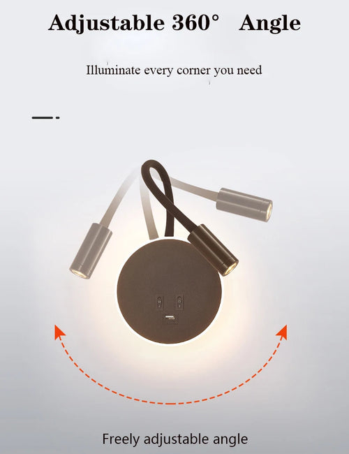 applique murale led moderne avec ports usb et interrupteur