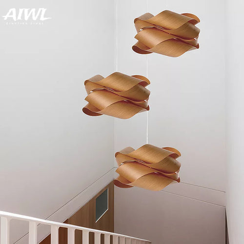 LED moderne lustre en bois chambre salon table basse décor lampe suspendue maison loft bambou lampes suspendues éclairage intérieur