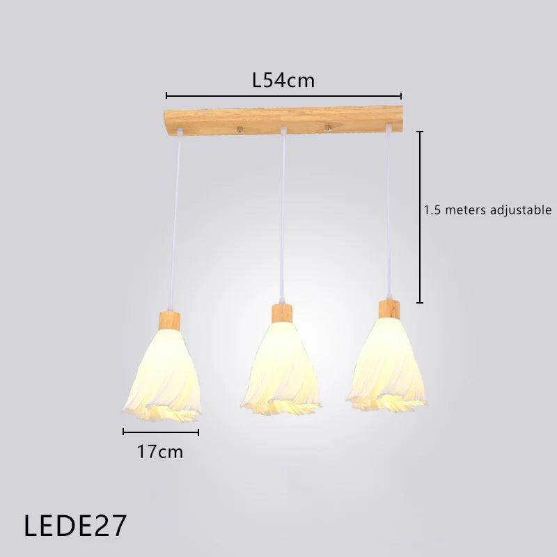 lustre long en bois massif style nordique pour villa - vue 11 sur 11