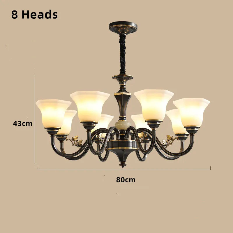 lustre vintage en cuivre avec abat-jour en verre dépoli - vue 14 sur 20