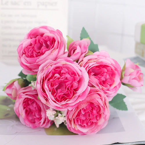 fleurs artificielles soie pivoine hortensia décoration mariage bouquet - vue 15 sur 40